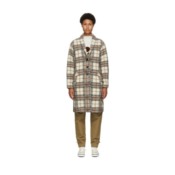 Isabel Marant Etoile Gabriel Plaid Coat Beige Size 36 - Picture 2 of 7